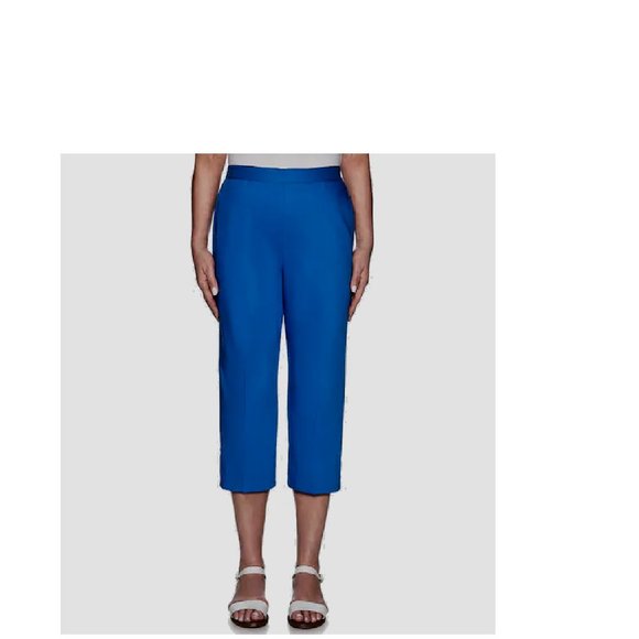 Women's Alfred Dunner Studio Lattice Cuff Blue Capris Size 8 NEW MSRP $48 - Picture 1 of 3